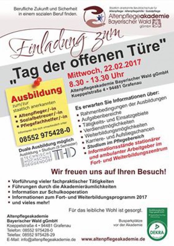 Flyer/Grafik zum Event: Tag der offenen Türe am Mi., 22.02.2017 von 08:30 bis 13:30 Uhr