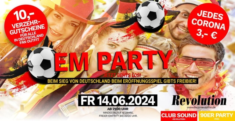 Flyer/Grafik zum Event: EM-Party: Jetzt gehts los! am Fr., 14.06.2024 ab 21:00 Uhr