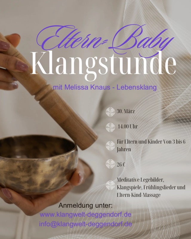 Flyer/Grafik zum Event: Eltern-Kind-Klangstunde mit Melissa Knaus am So., 30.03.2025 ab 14:00 Uhr