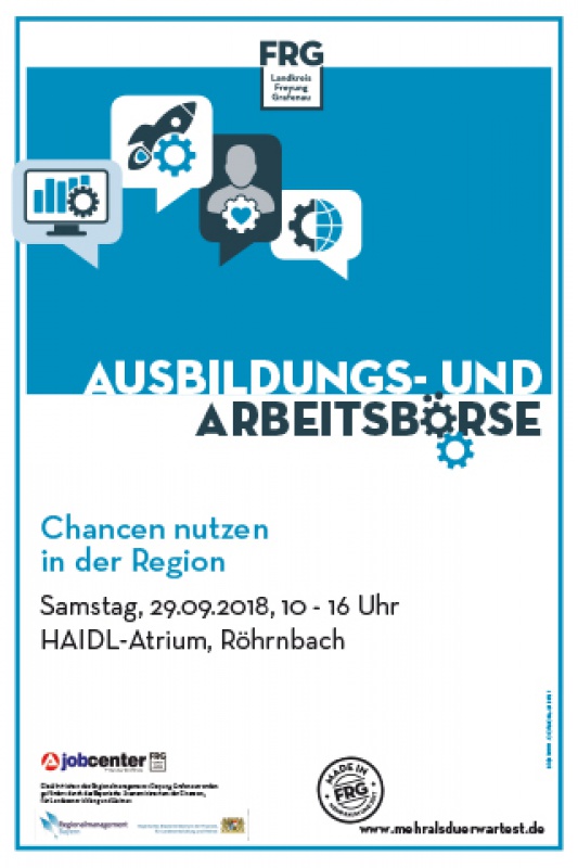 Flyer/Grafik zum Event: Ausbildungs- und Arbeitsbörse FRG 2018 am Sa., 29.09.2018 von 10:00 bis 16:00 Uhr