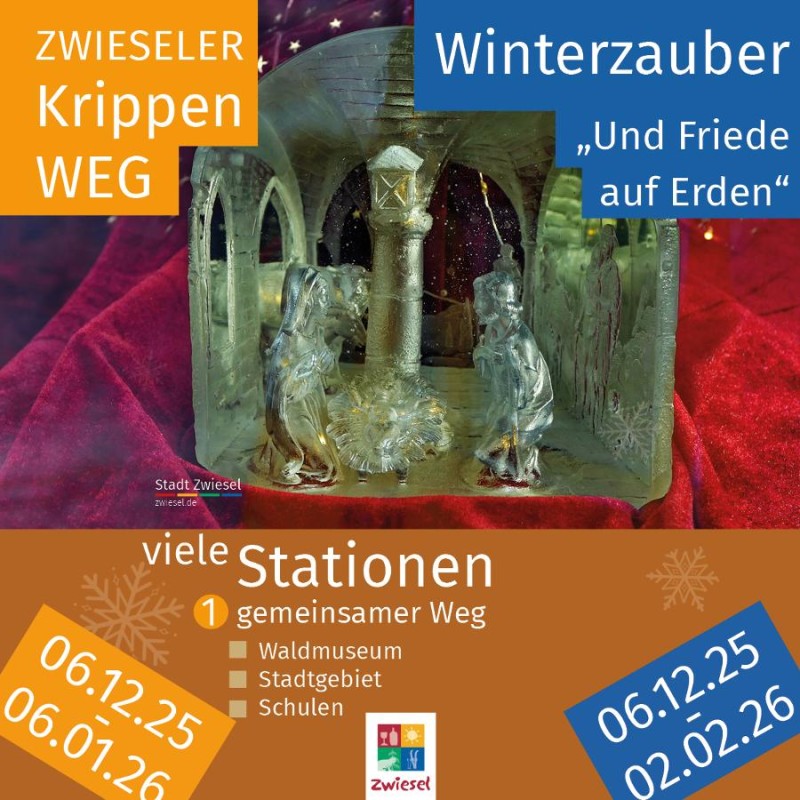 Flyer/Grafik zum Event: Und Friede auf Erden - Krippenweg und Winterzauber am Mi., 24.12.2025 von 10:00 bis 12:00 Uhr