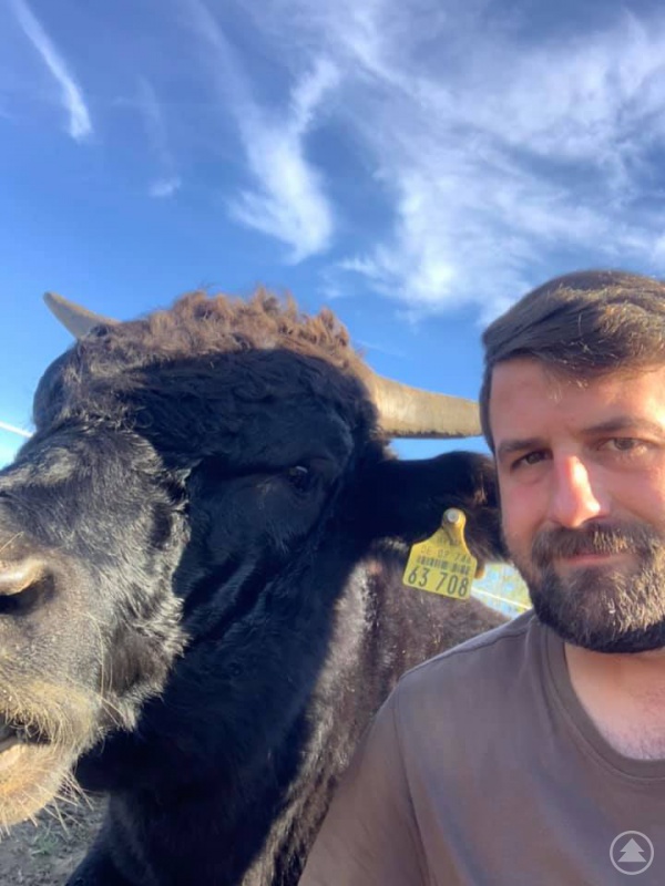 Florian Götz mit einem seiner Rinder.