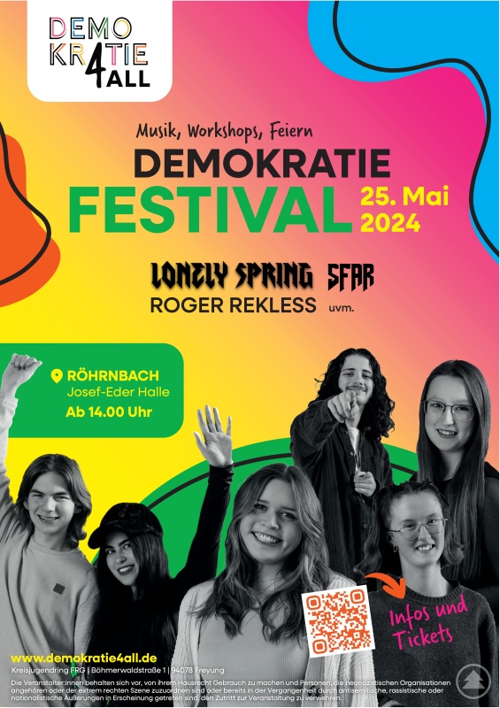 Das Veranstaltungsplakat lädt zum Feiern der Demokratie ein. Fotos und Design: Agentur Siimple