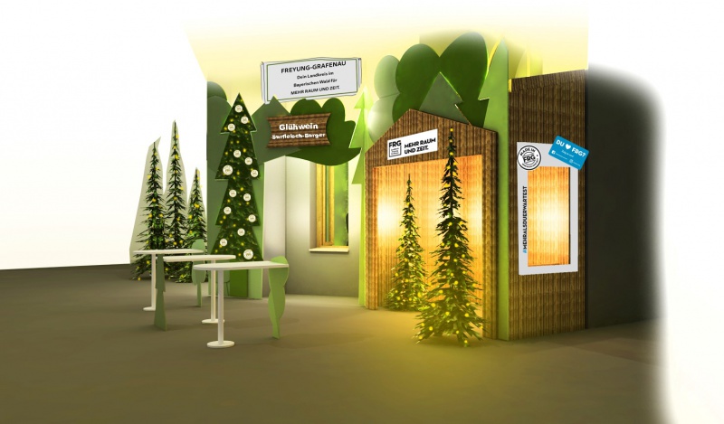 In einem eigens gestalteten Infostand sollen den Gästen des Christkindlmarktes der Landkreis Freyung- Grafenau und seine Vorzüge nahegebracht werden.
