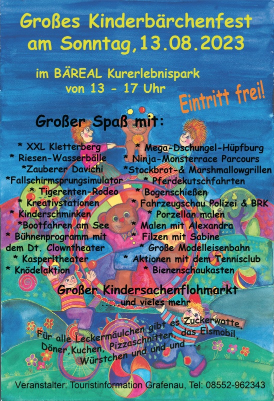 Flyer/Grafik zum Event: Kinderbärchenfest am So., 13.08.2023 von 13:00 bis 17:00 Uhr