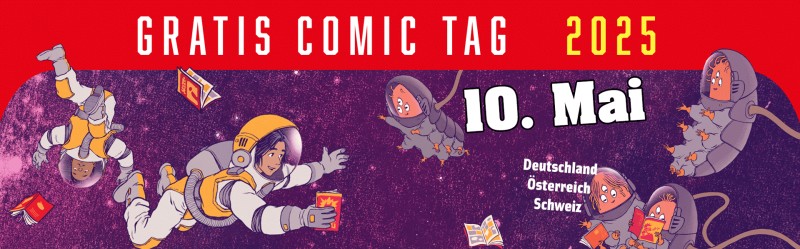 Flyer/Grafik zum Event: Gratis Comic Tag 2025 am Sa., 10.05.2025 von 07:30 bis 16:00 Uhr