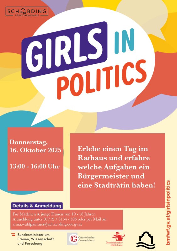 Flyer/Grafik zum Event: Girls in Politics Schärding 2025 am Do., 16.10.2025 von 13:00 bis 16:00 Uhr